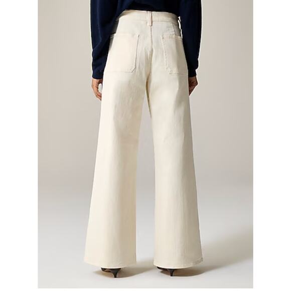J Crew Camp Pocket Wide Leg Jeans 32 16 NWT Ecru Wash Cream White CH917 J.Crew - Picture 2 of 6